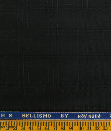 Raymond Men's Polyester Viscose Checks  Unstitched Suiting Fabric (Black)