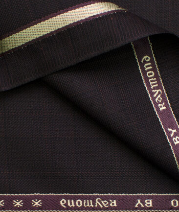 Raymond Men's Polyester Viscose Checks  Unstitched Suiting Fabric (Dark Wine)