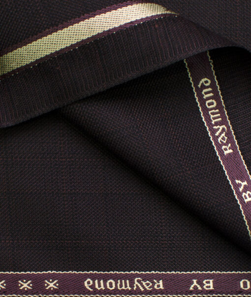 Raymond Men's Polyester Viscose Checks  Unstitched Suiting Fabric (Dark Wine)