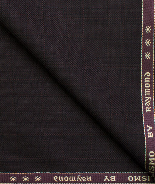 Raymond Men's Polyester Viscose Checks  Unstitched Suiting Fabric (Dark Wine)