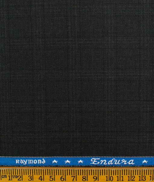 Raymond Men's Polyester Viscose Checks  Unstitched Suiting Fabric (Dark Grey)