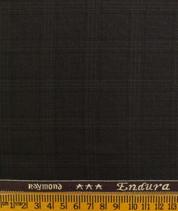Raymond Men's Polyester Viscose Checks  Unstitched Suiting Fabric (Dark Brown)