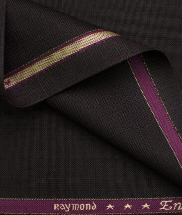 Raymond Men's Polyester Viscose Checks  Unstitched Suiting Fabric (Dark Brown)