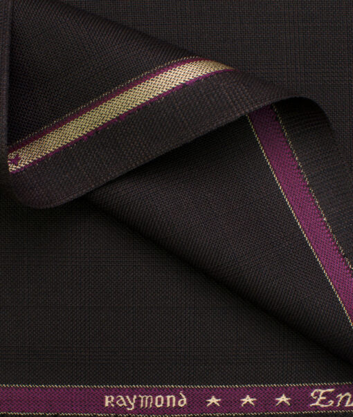 Raymond Men's Polyester Viscose Checks  Unstitched Suiting Fabric (Dark Brown)