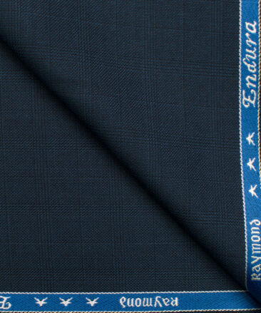Raymond Men's Polyester Viscose Checks Unstitched Suiting Fabric (Blue)