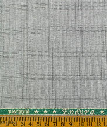 Raymond Men's Polyester Viscose Checks  Unstitched Suiting Fabric (Light Grey)