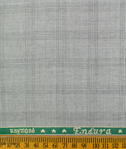 Raymond Men's Polyester Viscose Checks  Unstitched Suiting Fabric (Light Grey)