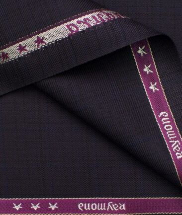 Raymond Men's Polyester Viscose Checks  Unstitched Suiting Fabric (Dark Purple)