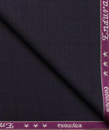 Raymond Men's Polyester Viscose Checks Unstitched Suiting Fabric (Dark Purple)