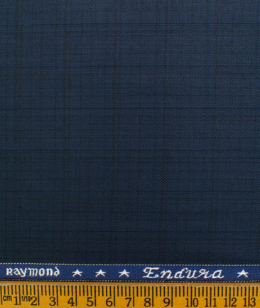 Raymond Men's Polyester Viscose Checks  Unstitched Suiting Fabric (Dark Royal Blue)