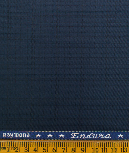 Raymond Men's Polyester Viscose Checks  Unstitched Suiting Fabric (Dark Royal Blue)