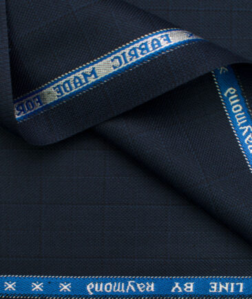 Raymond Men's Polyester Viscose Checks  Unstitched Suiting Fabric (Dark Royal Blue)