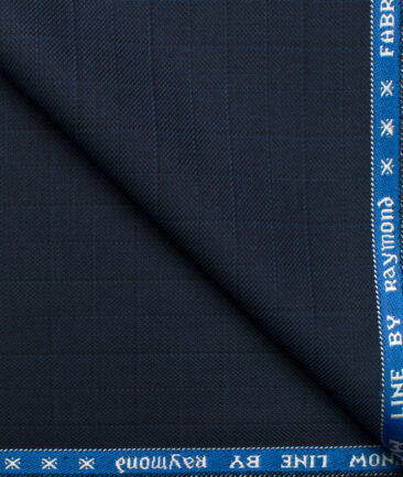 Raymond Men's Polyester Viscose Checks  Unstitched Suiting Fabric (Dark Royal Blue)