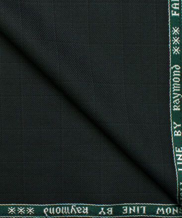 Raymond Men's Polyester Viscose Checks Unstitched Suiting Fabric (Dark Green)