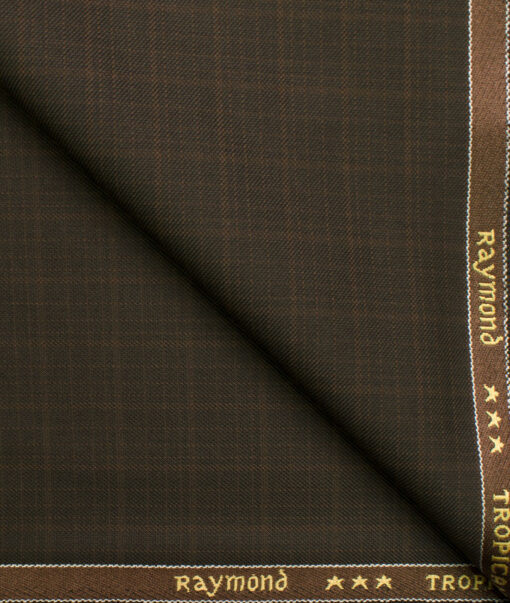Raymond Men's Polyester Viscose Checks  Unstitched Suiting Fabric (Brown)