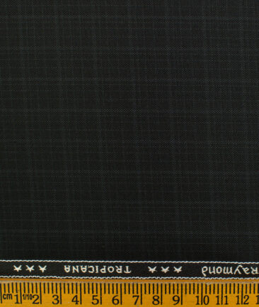 Raymond Men's Polyester Viscose Checks  Unstitched Suiting Fabric (Black)