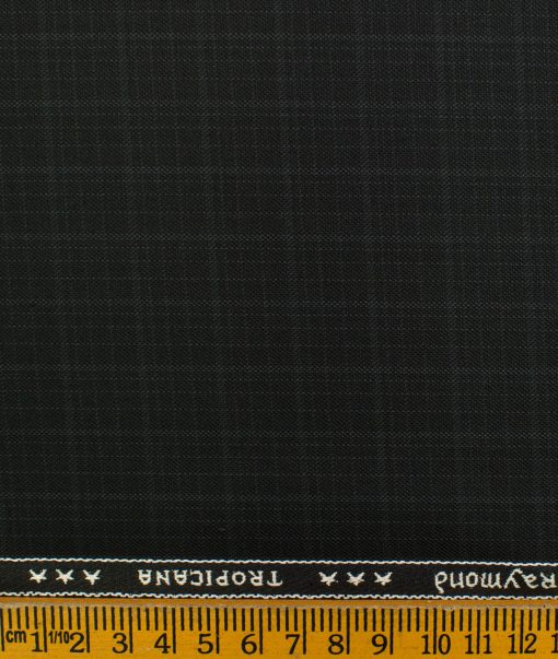 Raymond Men's Polyester Viscose Checks  Unstitched Suiting Fabric (Black)