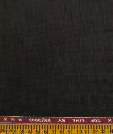 Raymond Men's Polyester Viscose Checks  Unstitched Suiting Fabric (Dark Brown)