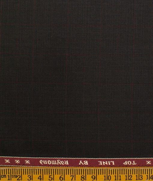 Raymond Men's Polyester Viscose Checks  Unstitched Suiting Fabric (Dark Brown)