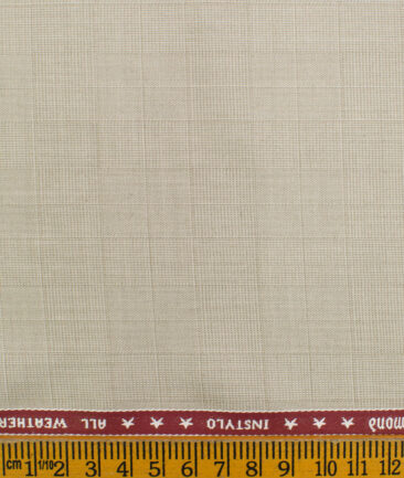 Raymond Men's Polyester Viscose Checks  Unstitched Suiting Fabric (Beige)
