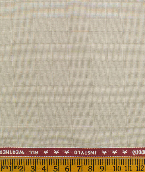 Raymond Men's Polyester Viscose Checks  Unstitched Suiting Fabric (Beige)