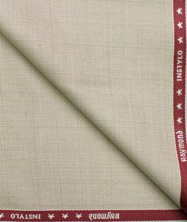 Raymond Men's Polyester Viscose Checks  Unstitched Suiting Fabric (Beige)