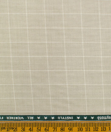 Raymond Men's Polyester Viscose Checks  Unstitched Suiting Fabric (Beige)