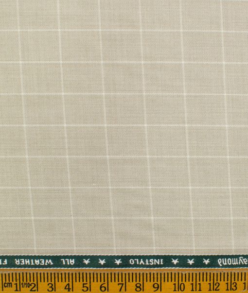 Raymond Men's Polyester Viscose Checks  Unstitched Suiting Fabric (Beige)