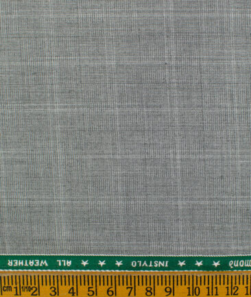 Raymond Men's Polyester Viscose Checks  Unstitched Suiting Fabric (Grey)