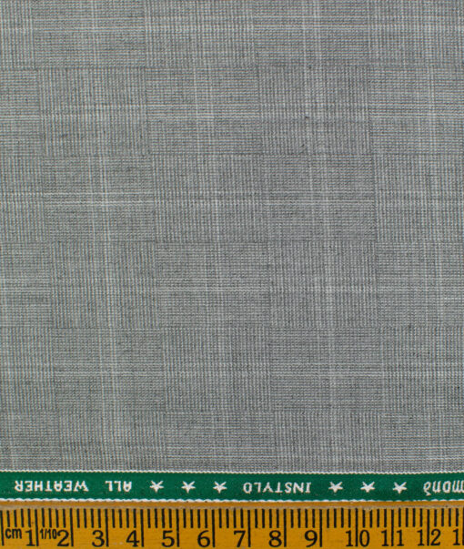 Raymond Men's Polyester Viscose Checks  Unstitched Suiting Fabric (Grey)
