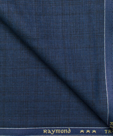 Raymond Men's Polyester Viscose Checks Unstitched Suiting Fabric (Royal Blue)