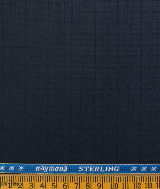 Raymond Men's Polyester Viscose Checks  Unstitched Suiting Fabric (Dark Blue)