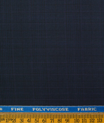 Raymond Men's Polyester Viscose Checks  Unstitched Suiting Fabric (Dark Blue)