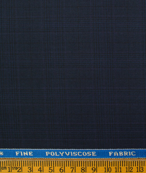 Raymond Men's Polyester Viscose Checks  Unstitched Suiting Fabric (Dark Blue)