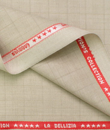 Raymond Men's Polyester Viscose Checks  Unstitched Suiting Fabric (Beige)
