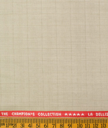 Raymond Men's Polyester Viscose Checks  Unstitched Suiting Fabric (Beige)
