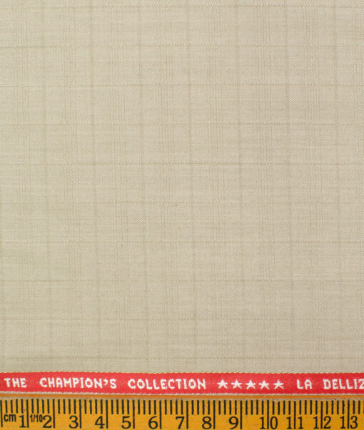 Raymond Men's Polyester Viscose Checks  Unstitched Suiting Fabric (Beige)