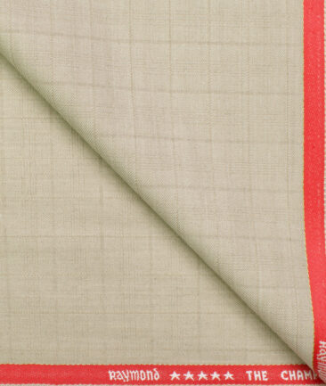 Raymond Men's Polyester Viscose Checks  Unstitched Suiting Fabric (Beige)