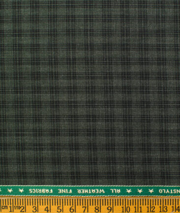 Raymond Men's Polyester Viscose Checks  Unstitched Suiting Fabric (Green & Black)