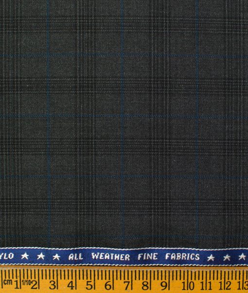 Raymond Men's Polyester Viscose Checks  Unstitched Suiting Fabric (Grey)