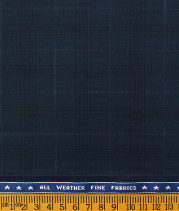 Raymond Men's Polyester Viscose Checks  Unstitched Suiting Fabric (Dark Royal Blue)