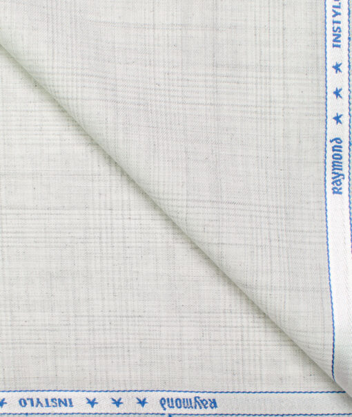 Raymond Men's Polyester Viscose Checks  Unstitched Suiting Fabric (Very Light Grey)