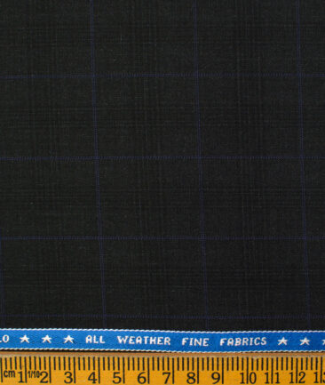Raymond Men's Polyester Viscose Checks  Unstitched Suiting Fabric (Dark Grey)