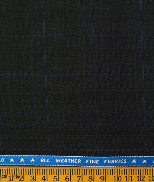 Raymond Men's Polyester Viscose Checks  Unstitched Suiting Fabric (Dark Grey)
