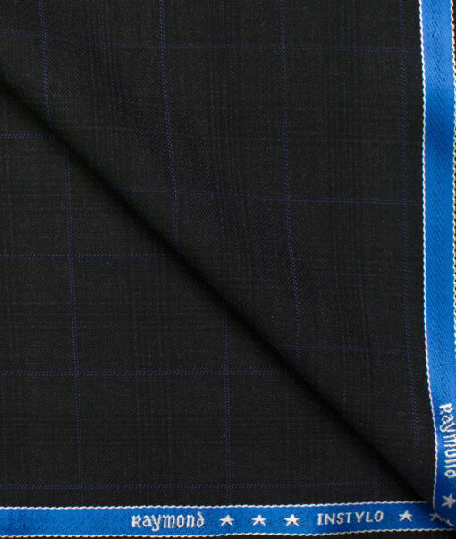 Raymond Men's Polyester Viscose Checks  Unstitched Suiting Fabric (Dark Grey)