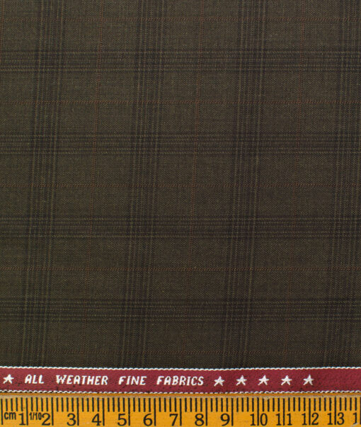 Raymond Men's Polyester Viscose Checks  Unstitched Suiting Fabric (Brown)