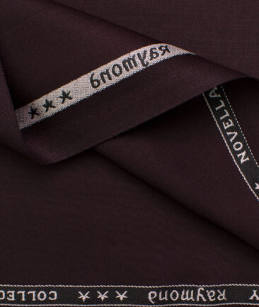 Raymond Men's Polyester Viscose Solids  Unstitched Suiting Fabric (Dark Wine)
