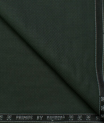 Raymond Men's Polyester Viscose Solids  Unstitched Suiting Fabric (Pine Green)