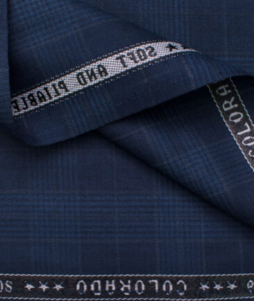 Raymond Men's Polyester Viscose Checks  Unstitched Suiting Fabric (Dark Royal Blue)
