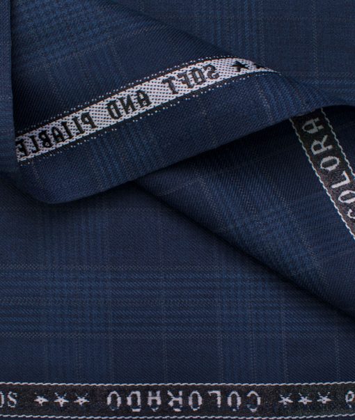 Raymond Men's Polyester Viscose Checks  Unstitched Suiting Fabric (Dark Royal Blue)